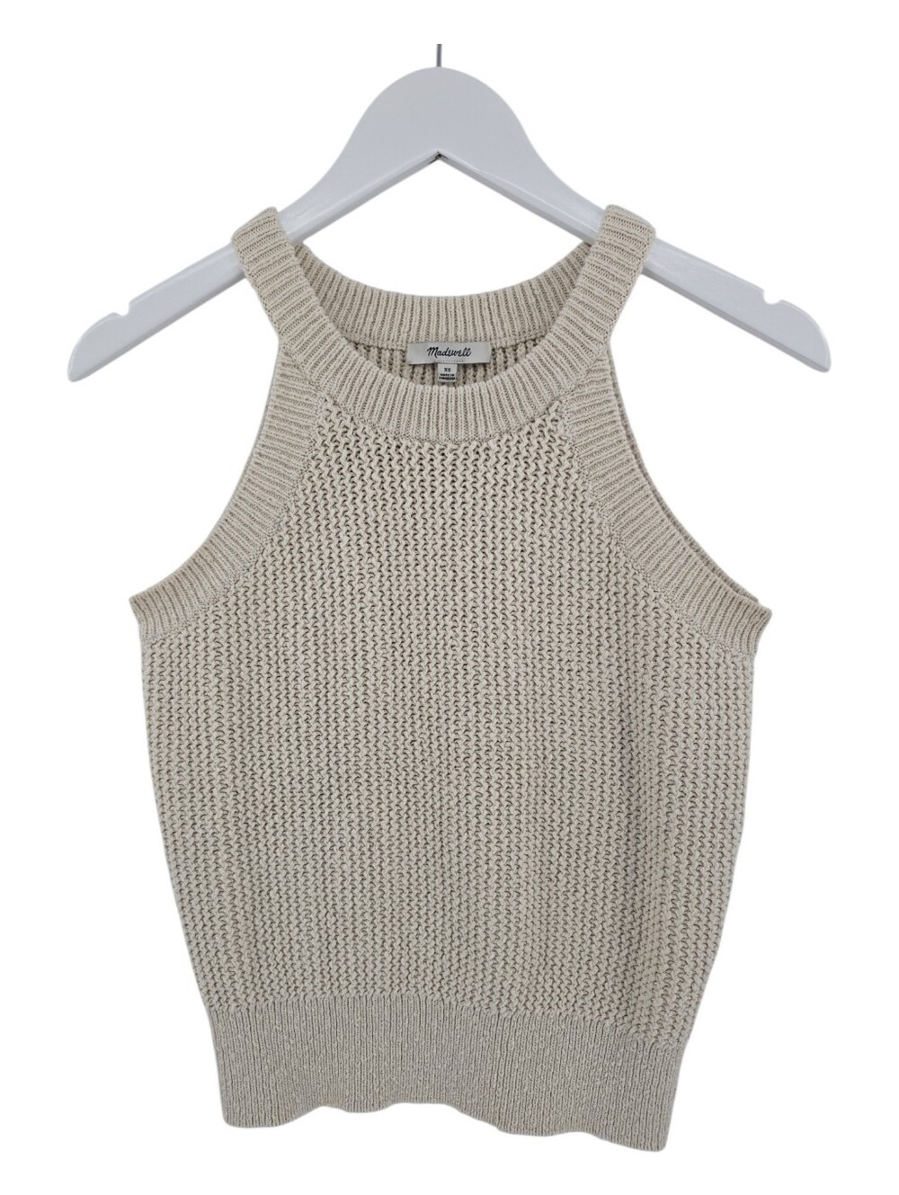 Madewell Cutaway Sweater Tank in Antique Cream 100% Cotton Size XS